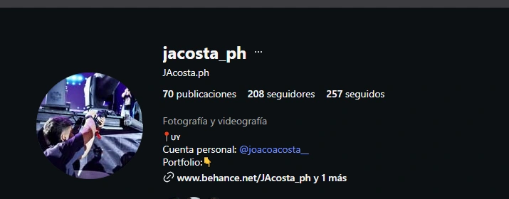 Captura del perfil de fotografía de Joaquín en Instagram